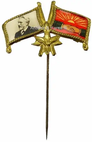 KPD - SPD patriotisches Sympathie Abzeichen August Bebel ca. 1910 (027KPD)