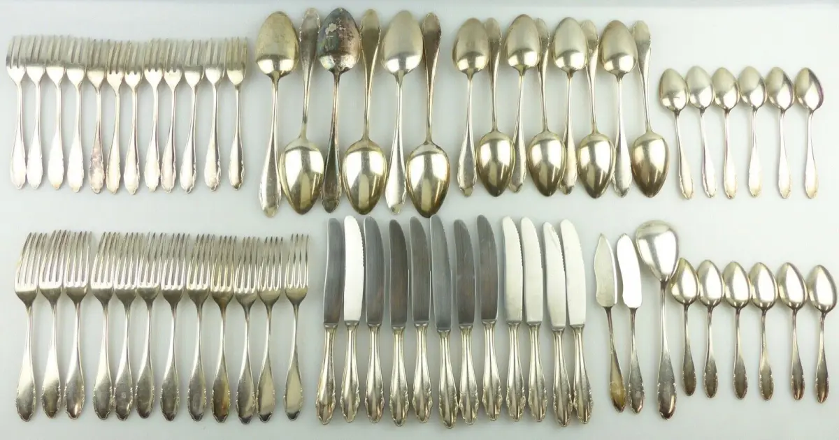e11351 versilbertes WMF Besteck 65 Teile 90er Silberauflage verschiedene Größen 6