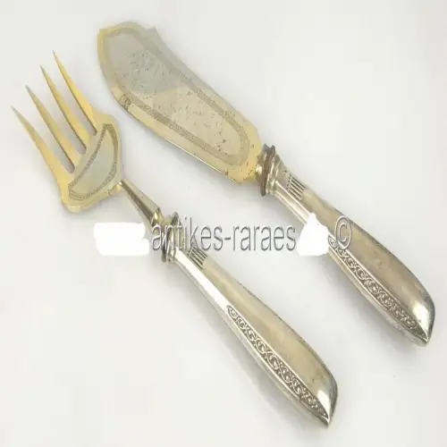 2 wunderschöne alte Fischvorleger in 800 (Ag) Silber