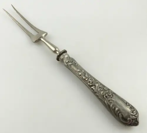  e11756 Original alte Fleischgabel Gründerzeit Griff wohl Spritzzink dekorativ
