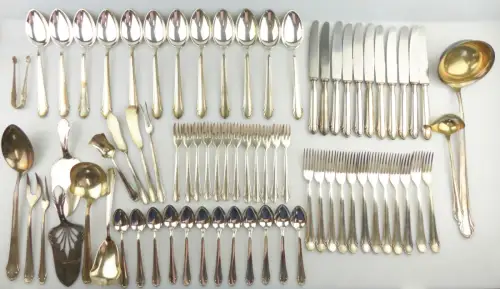 e11759 versilbertes Dessertbesteck für 12 Personen mit vielen Vorlegern 