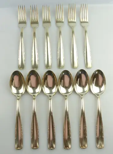  e11766 12 teiliges Essbesteck 6 Löffel und 6 Gabeln versilbert 90 in Auflage