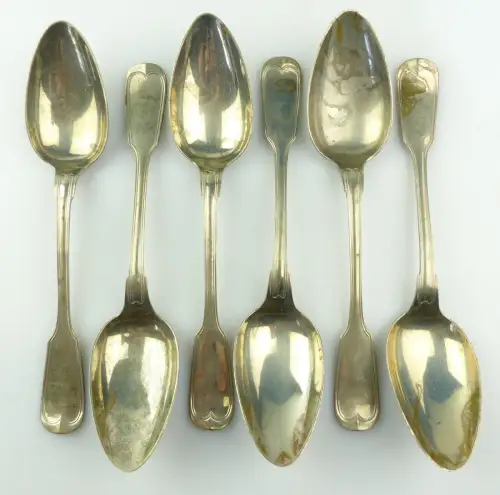 e10283 6 alte Alpacca Berndorf Esslöffel mit Augsburger Faden 