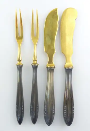 e9317 4 alte Vorleger mit versilberten Griffen BSF 90