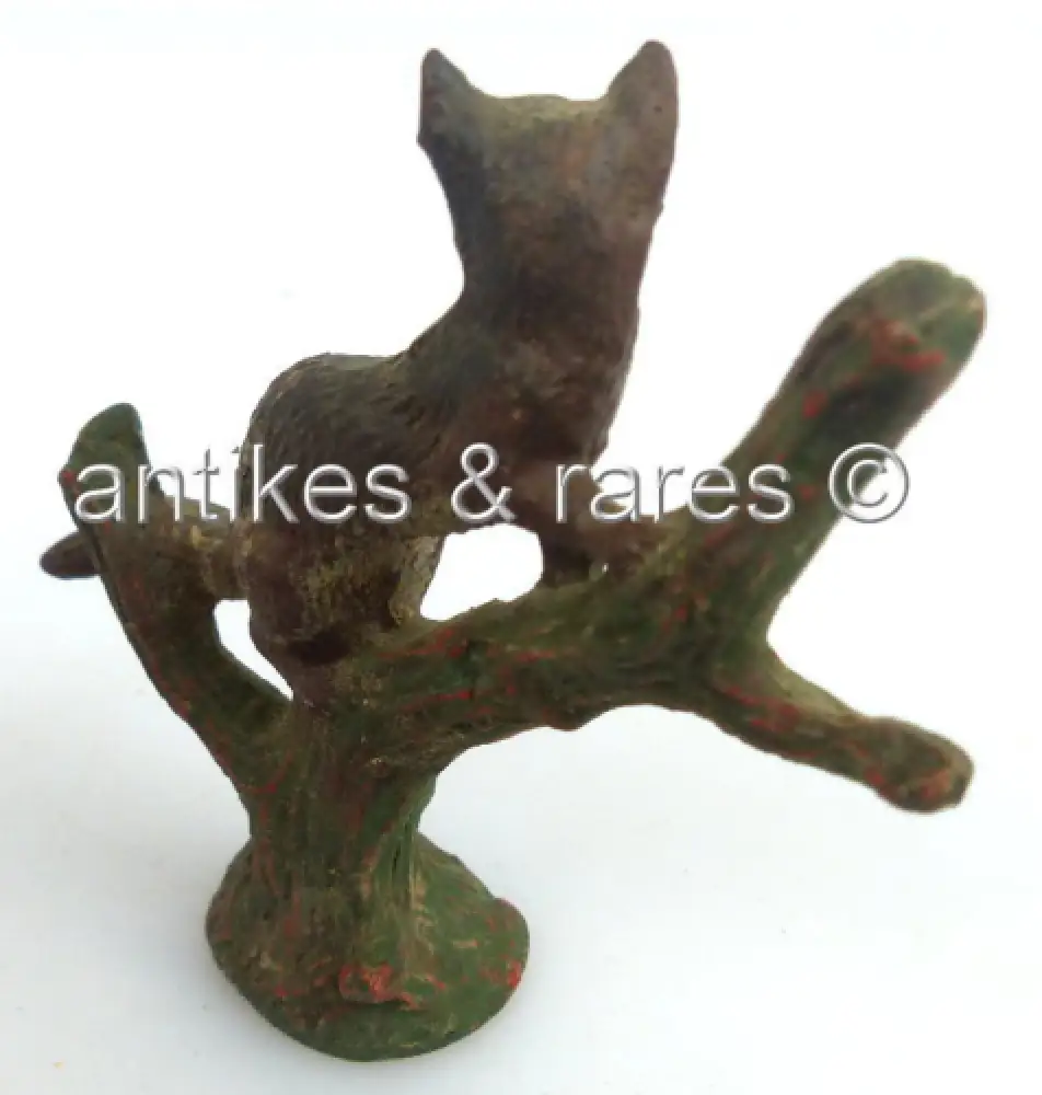 altes Lineol Tier: Fuchs auf einem Stamm, wohl 30er Jahre (linol093) 4