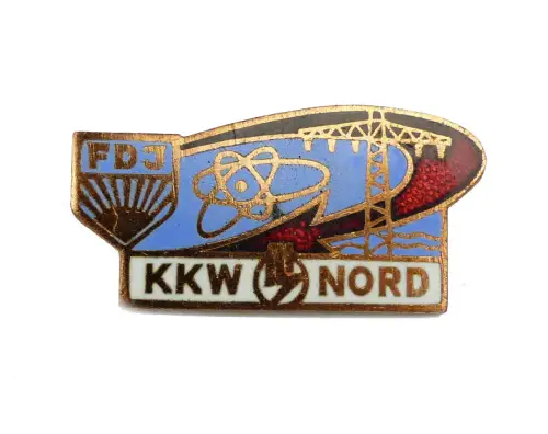 e10065 FDJ Abzeichen Zentrales Jugendobjekt Kernkraftwerk Nord bronzefarben