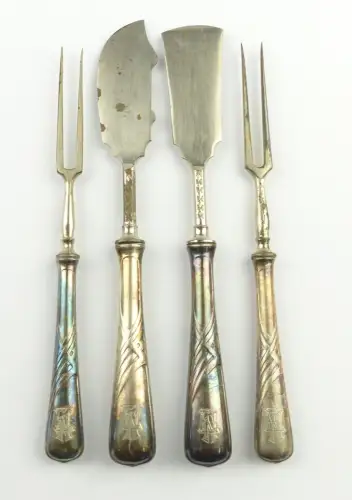 e11636 4 Jugendstil Vorleger WMF versilbert mit Ziermonogramm EN