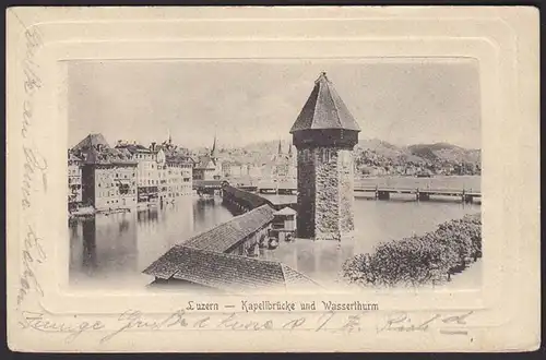AK Luzern Kapellblücke und Wasserthurm  1916    (12264