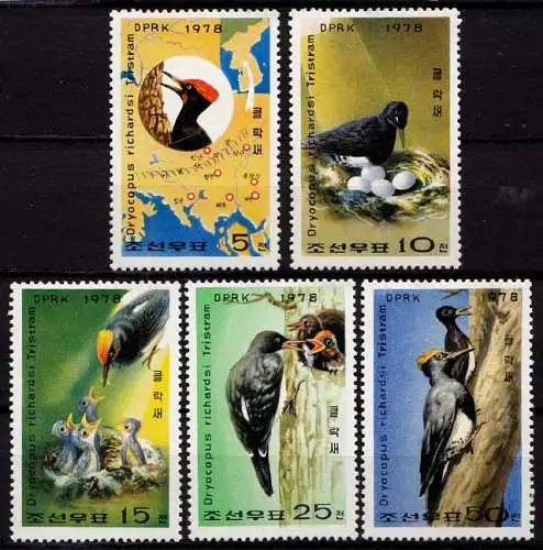Korea  Michel 1790-94 Vögel Birds Spechte 1978 ** (9757