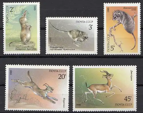 Russia - Soviet Union 1985 Mi.5537-5541 Protected animals MNH set   (83025