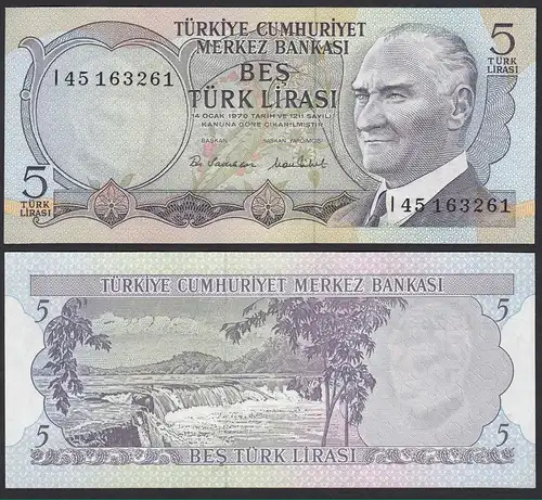 Türkei - Turkey  5 Lirasi Banknote 1970 (1976) Pick 185 UNC (1)    (17891