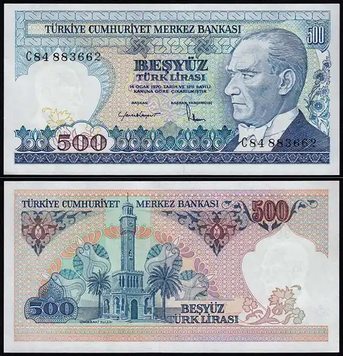 Türkei - Turkey 500 Lira Banknote  ATATÜRK 1970 (1983) Pick 195 UNC (1) (15778