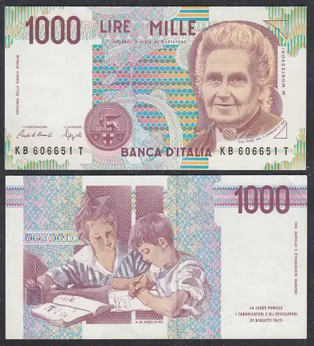 Italien - Italy 1000 Lire Banknote 1990 Pick 114a aUNC (1-)   (27749
