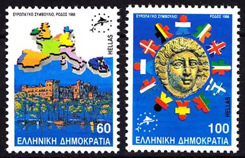 Griechenland Greece MiNr.1715/1716 ** 1988 EU Rhodos  (8177
