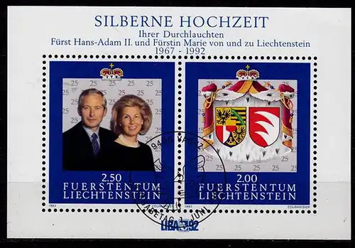 Liechtenstein 25. Hochzeitstag Block 14 ESST   (c123