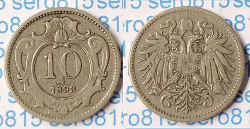 Österreich Austria 10 Heller 1893 Franz Joseph (1848 - 1916)   (p348
