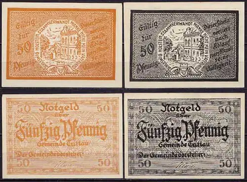 Schleswig Holstein - Trittau 2 x 50 Pfennig Notgeld o.D. (ca549