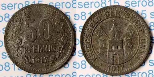 Notgeld Unna 50 Pfennig 1917 Z  SELTEN Funck 556.3   (n177