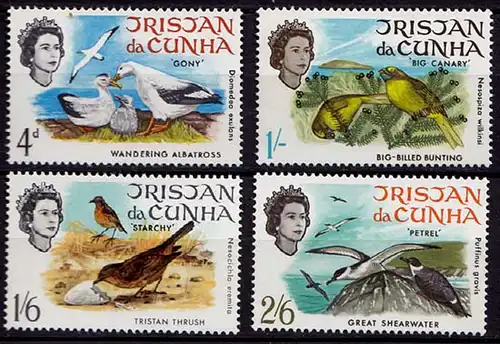 Tristan da Cunha Vögel Birds Wildlife 1968  Mi. 116-119 postfrisch  (9568