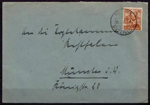 Werther Überstempel Landpost Werther über Bielefeld nach Münster  (d005