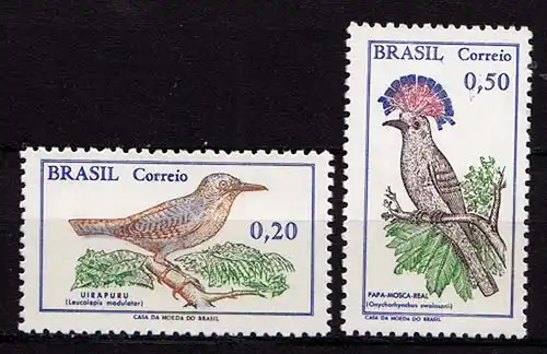Brasilien Mi 1178-79 Vögel Birds Wildlife 1968 **    (b589