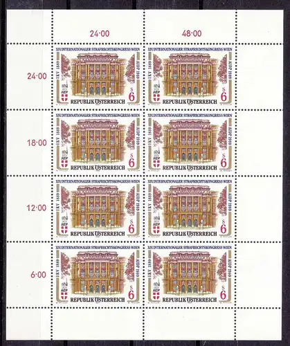 Österreich - Austria - Mi.Nr. 1971 Kleinbogen **  1989 Justizpalast (11069