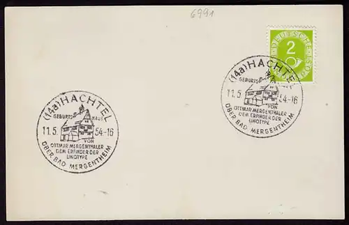 2 Pfennig Posthorn Bundesrepublik SST HACHTEL 1954(b155