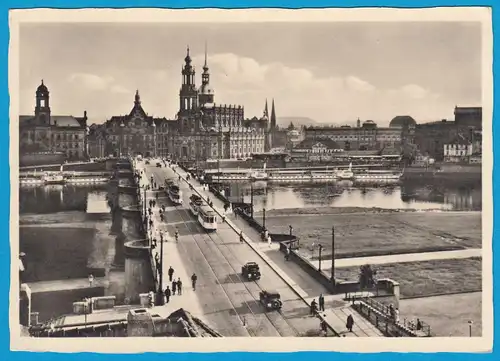 AK Dresden Brücke Straßenbahn Sachsen    (1009