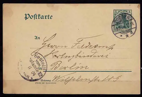 Zossen nach Berlin Karte 1904  (b717