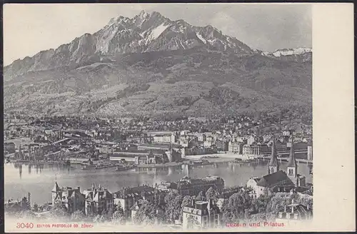 AK Luzern tolle Gesamtansicht und Pilatus Schweiz   (12656