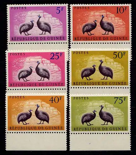 Guinea Vögel Birds Tiere Animals Wildlife 1961  Mi. 80-85   (9298