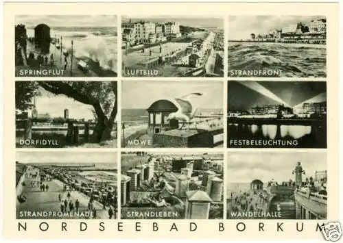 AK Nordseebad Borkum Kupfertiefdruck 9er Ansicht    (2265