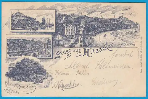 AK frühes Litho Hitzacker Villenpartie Hafen 1897  (2343