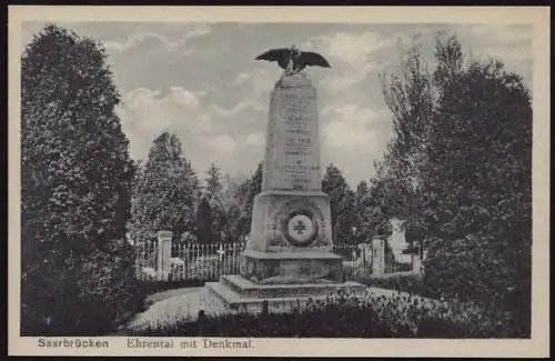 AK Saarbrücken Ehrental mit Denkmal selten  (8500
