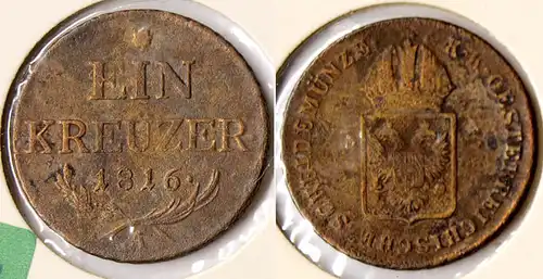Österreich - Austria - 1 Kreuzer 1816 A Franz II. 1792-1835 selten (r719