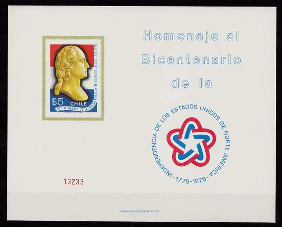 Chile Unabhängigkeit 1976  Mi  857 Proof  Sonderdruck  (9696