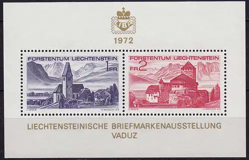 LIECHTENSTEIN 1972 Block 9 LIBA´72 postfrisch (10982