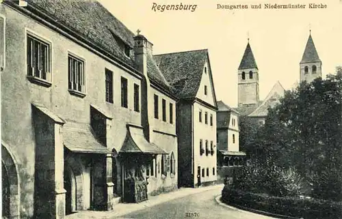 AK Regensburg Domgarten Niedermünster Kirche  (1844