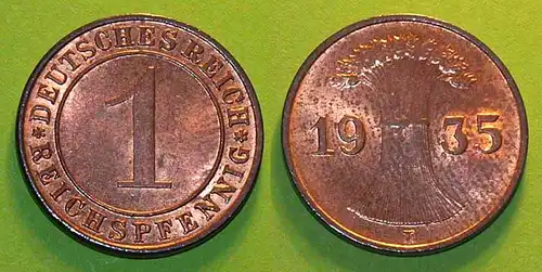 1 Reichspfennig 1935 D - D. Reich Jäger Nr. 313 schöne Erhaltung  (b402