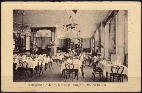 AK Baden Baden Restaurant Goldenes Kreuz Innen    (5832