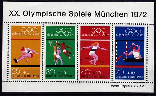 GERMANY S/SHEET 1972 SUMMER OLYMPICS Bl.8 ** MNH (6753