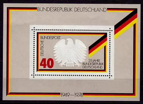 GERMANY S/SHEET 1974 25 Yaer REPUBLIC Bl.10 MNH **  (6755