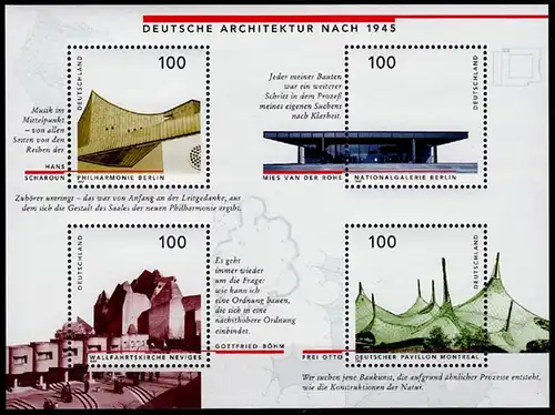 GERMANY S/SHEET Architecture after 1945 Block 37 ** MNH  (6768