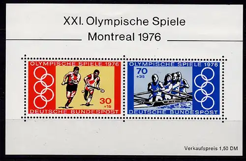 GERMANY S/SHEET OLYMPICS 1976 Block 12 ** MNH (6756