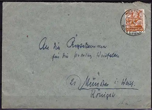 Brief Landpost Stempel Werther über Bielefeld nach Münster (6106