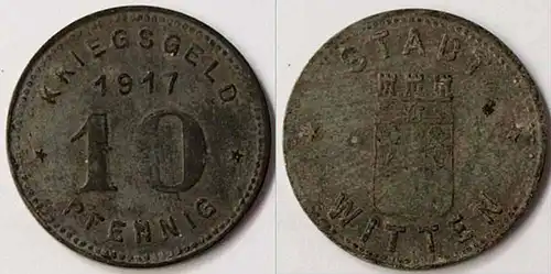 Notgeld Witten 10 Pfennig 1917 Z Funck 604.2b  (m851