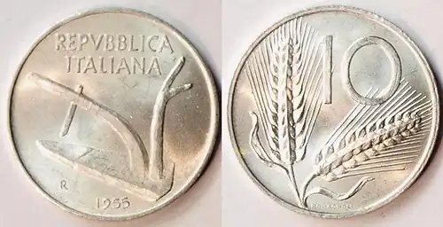 Italien - Italy - 10 Lira 1955 UNC   (r503