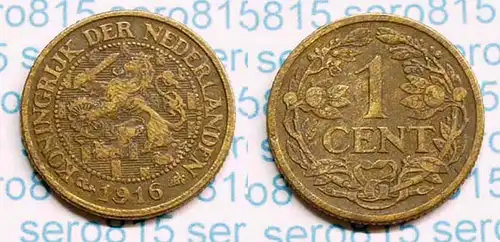 Niederlande NEDERLAND 1 Cent 1916 (b485