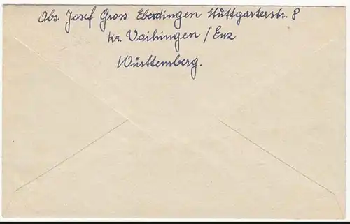 Posthilfstelle/Landpost Eberdingen über Vaihingen n. Parnkofen 1950 (10440