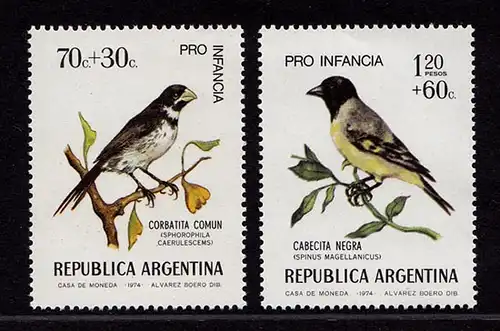 Argentinien Argentina 1171-72 ** MNH Vögel Birds Wildlife 1974   (9022